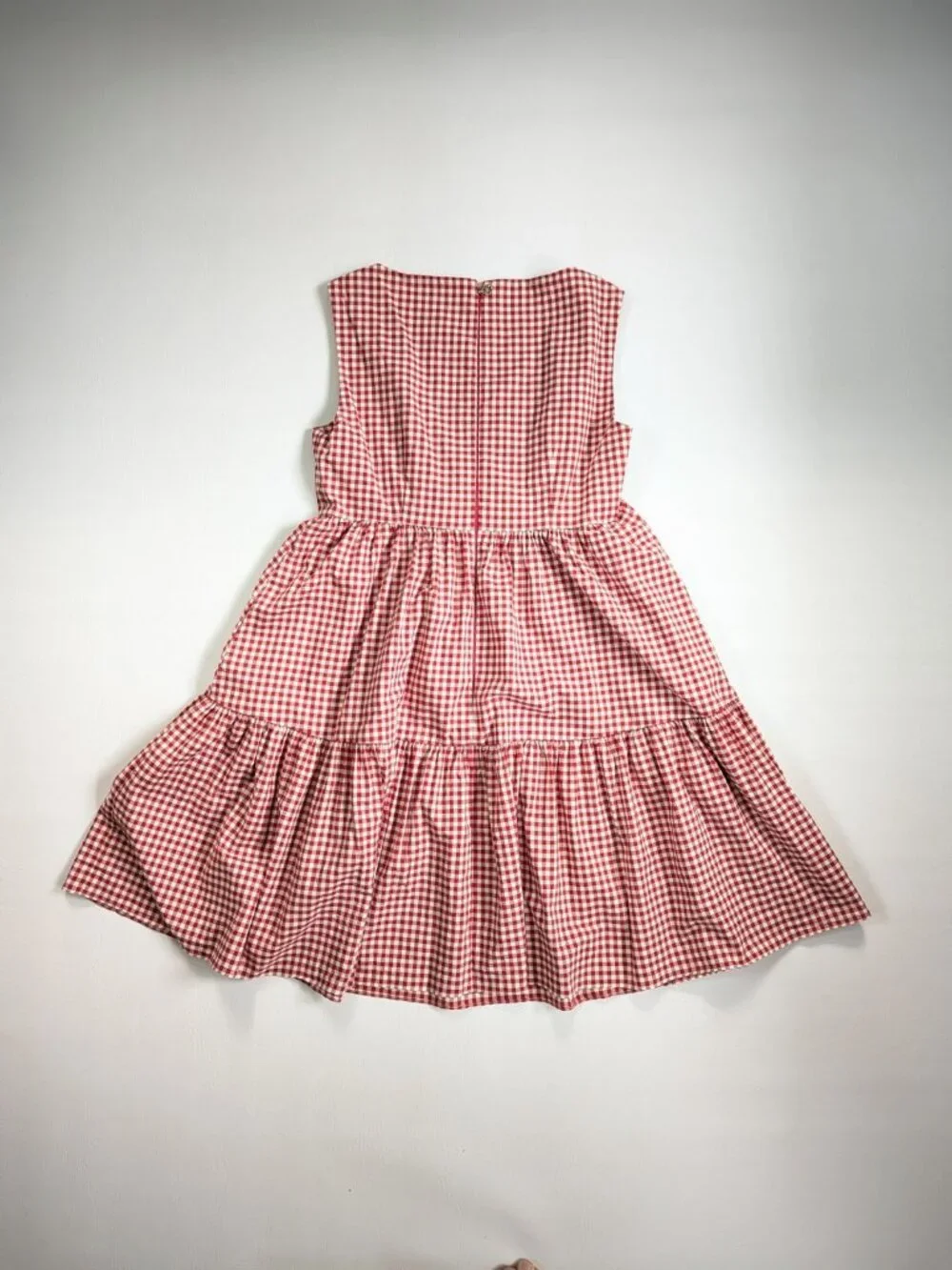 Kate Spade Mini Gingham Vineyard Dress Red Size 6 Tiered
